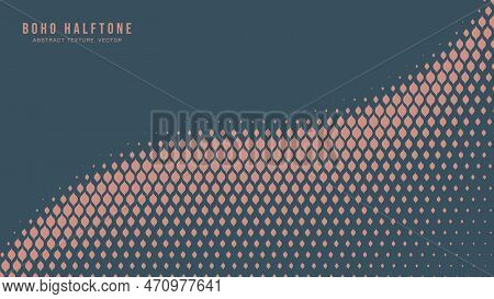 Boho Style Modern Halftone Vector Curved Dynamic Smooth Border Aesthetic Abstract Background. Contem