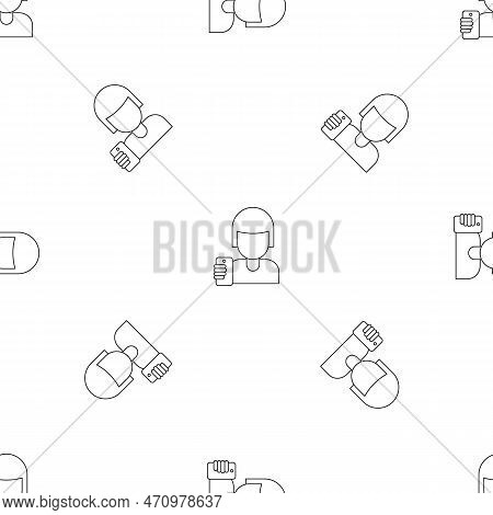Woman Take A Selfie Pattern Seamless Repeat Geometric For Any Web Design