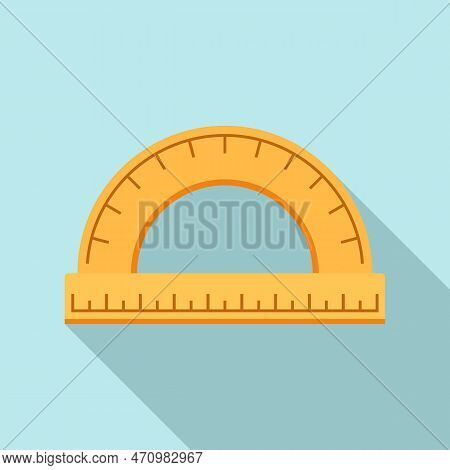 Wood Protractor Icon. Flat Illustration Of Wood Protractor Icon For Web Design