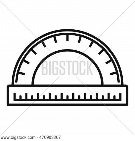 Wood Protractor Icon. Outline Wood Protractor Icon For Web Design Isolated On White Background