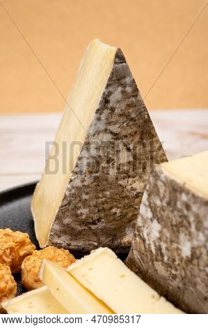 Pieces Of Cheese Tomme De Montagne Or Tomme De Savoie Made From Cow Milk In French Alps