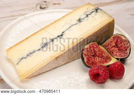 French Semi-soft Cow Milk Cheese Morbier From Franche-comte Region With Thin Black Layer And Strong