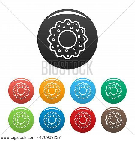 Star Cake Icons Set 9 Color Isolated On White For Any Design