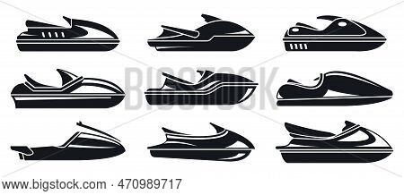 Water Jet Ski Icons Set. Simple Set Of Water Jet Ski Icons For Web Design On White Background