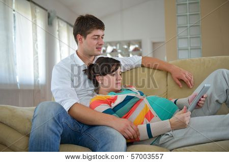 happy young cuple, pregnant woman