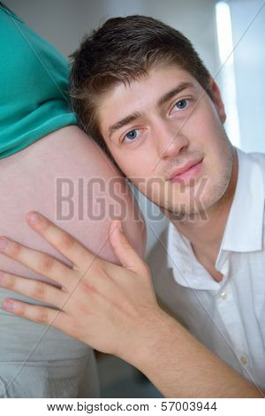 happy young cuple, pregnant woman