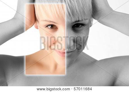 Example of beauty photo manipulation in digital software
