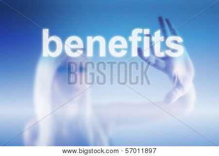 Manager pointing on benefits - business concept