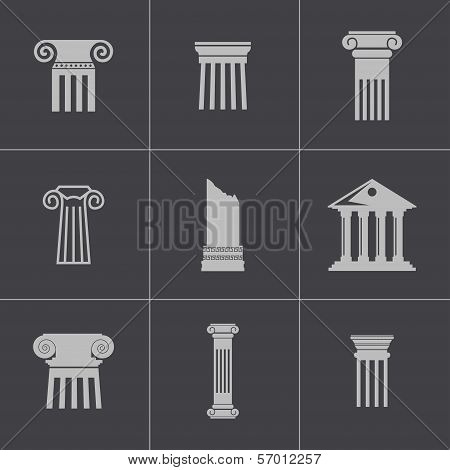 Vector black column icons set