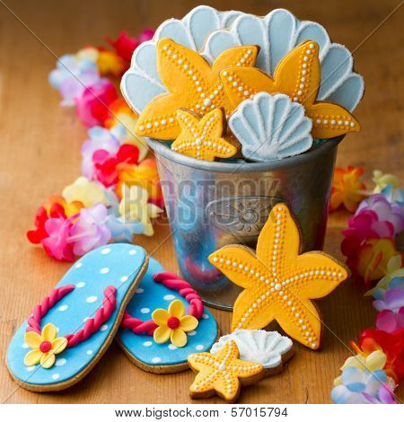 Cookies with a summer beach theme