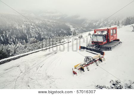 Snowcat in snowy country