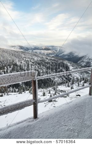 Frozen balcony railing