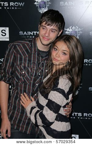Sarah Hyland and boyfriend Matt Prokop at the Saints Row: The Third Game Pre-Launch Event, Supperclub, Hollywood, CA. 10-12-11