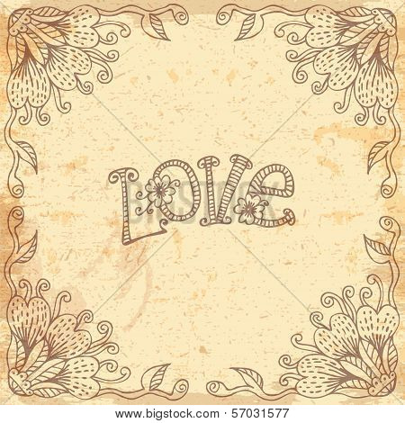 Vintage Valentine's Day card with a floral frame
