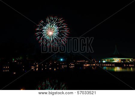 Firework In Suanloung Park Thailand.