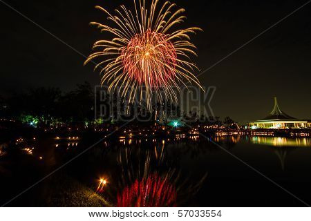 Firework In Suanloung Park Thailand.