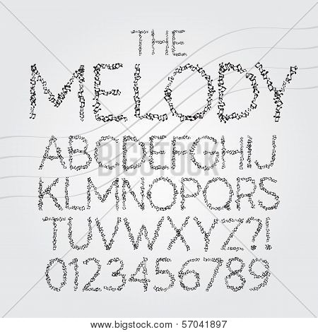Musical Symbol Alphabet And Digit Vector