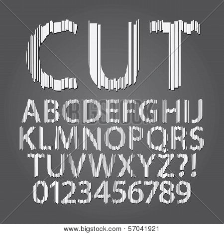 Vertical Paper Cut Alphabet And Digit Vector
