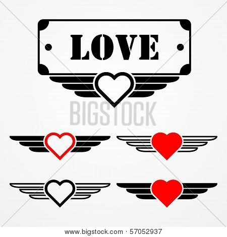 Military style love emblems