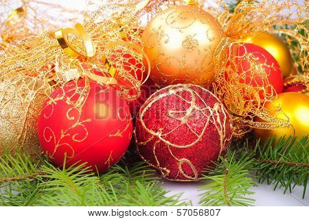 Christmas Gold And Pink With Pine Branch