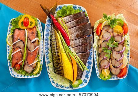 Seafood Appetizer Red Fish Mackerel