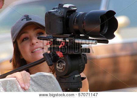 Danielle Harris on the set of 