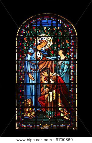 PARIS,FRANCE NOV 07: Saint Adelaide, Notre-Dame de Clignancourt church located in the 18th arrondissement of Paris. Completed in 1863. Windows are from the Art Deco period. On Nov 07 in Paris