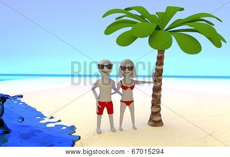 Photo Of Couple On Tropical Vacation At The Seaside