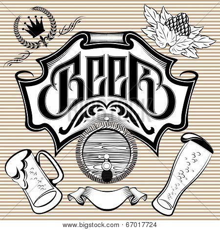 set of design elements on the theme beer