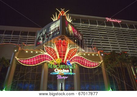 Neon sign in the front of Flamingo Las Vegas Hotel and Casino