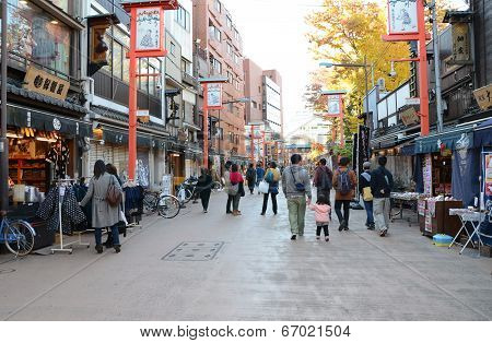 Tokyo, Japan - Nov 21 : Tourists Visit Nakamise Shopping Street In Asakusa, Tokyo, Japan