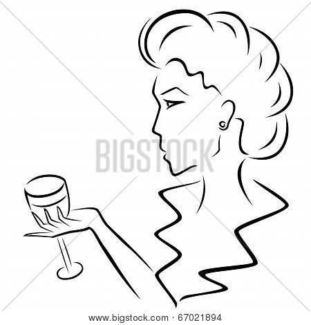 Beautiful Woman With A Wineglass In Hand