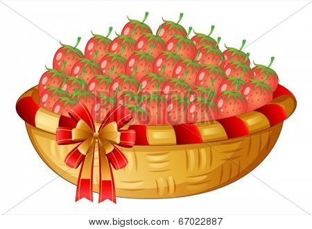 Illustration of a basket of berries on a white background
