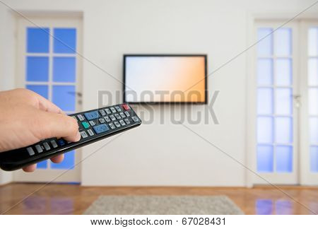 Watching TV in the living room