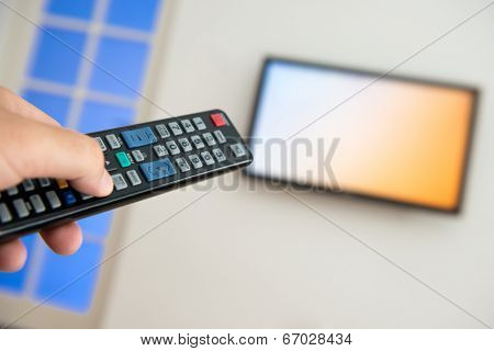 Watching TV in the living room