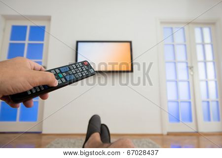 Watching TV in the living room