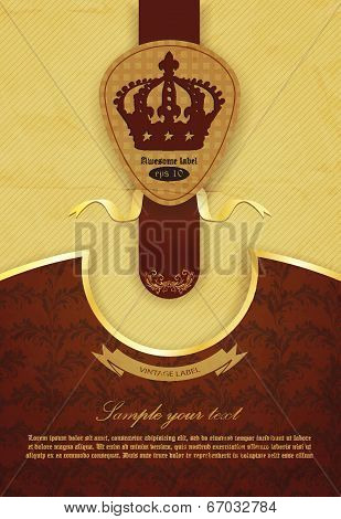 antique retro gold-framed label / vector