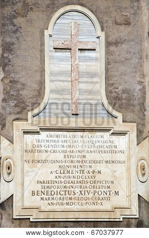 Sign Amphitheatrum Flavium, Colosseum.rome