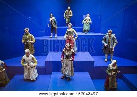 Figurines in San Lorenzo Maggiore church, Naples, Italy