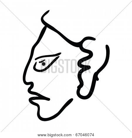 Face in style of Maya Indians, vector illustration on white background