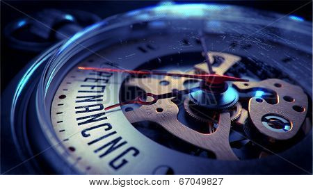 Refinancing on Pocket Watch Face. Time Concept.