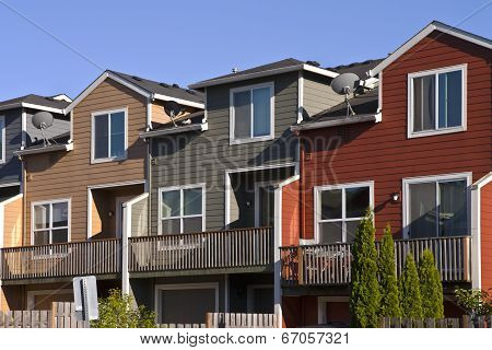 Row Of Neighborhood Houses.
