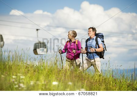 Senior couple hiking