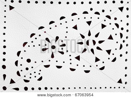 Perforated Paisley Figure On White Leather