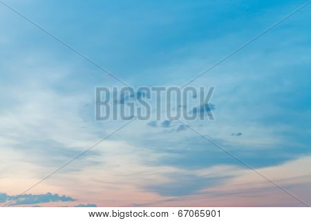 Pink And Blue Gloaming Sky In Summer