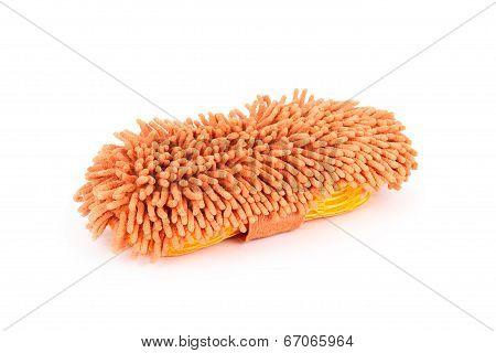 Orange Car Wash Glove On White Background