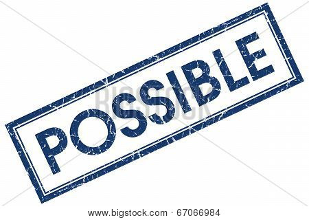 Possible Blue Square Grungy Stamp Isolated On White Background