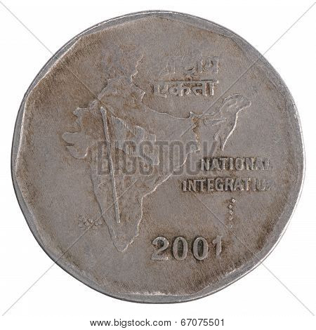 Old Two Indian Rupee Coin
