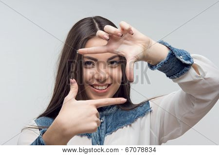Horizontal portrait of emotional woman