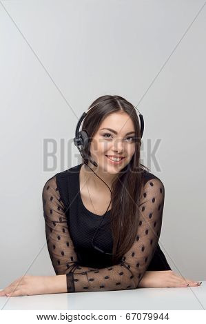 Portrait of woman in black dress